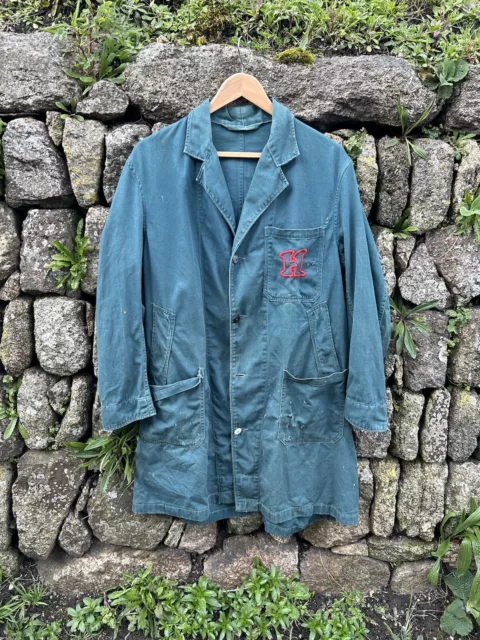 Cappotto giacca da lavoro vintage HOLDFAST ANNI '60 verde inglese sanforizzato cotone