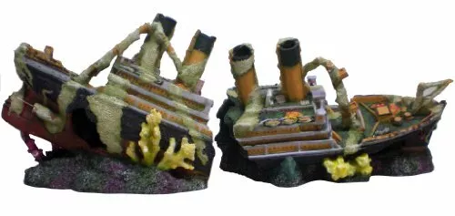 Ocean Liner, Extra Large Aquarium Fish Tank Decoration Ship Wreck, Two-Parts