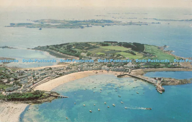 R683853 Scilly. Hugh Town and The Harbour. St. Mary. F. E. Gibson. Natural Colou