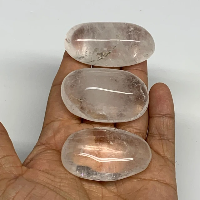 133.5g, 1.9"-2.1", 3pcs. Natural Quartz Crystal Palm-Stone Polished Reiki, B2902