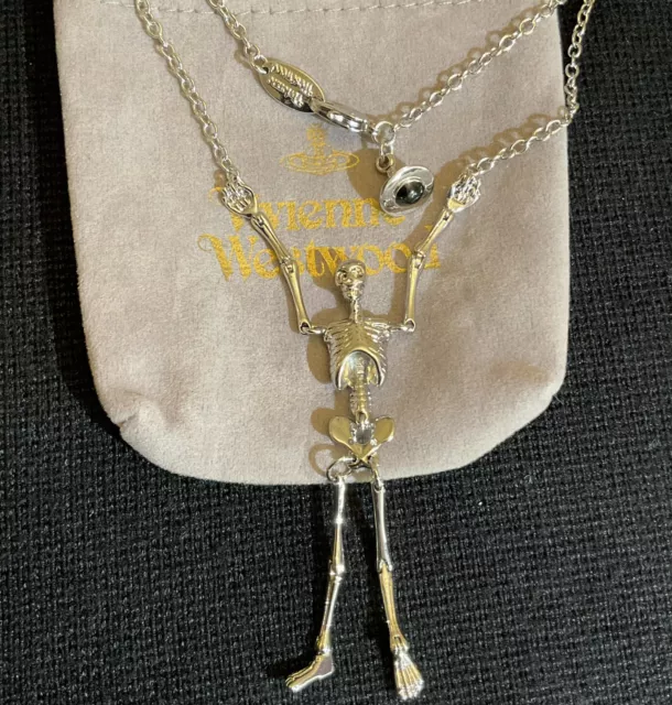 RARE~ VIVIENNE WESTWOOD Nana skeleton Bone With Orb necklace Silver ...