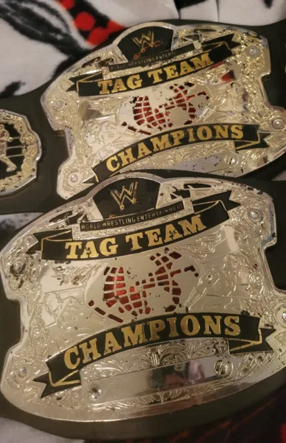 2 Vintage Jakks Pacific WWF/WWE Raw Tag Team Championship Toy Belt