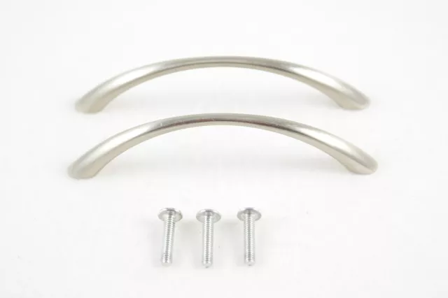 Two Arched Curved Polished Nickel Finish Cabinet Drawer Pull Handles One Pair