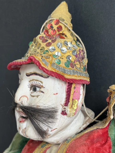 Antique Asian Burmese Folk Art Wooden Puppet Marionette Doll 7