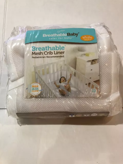 Breathable Baby Solid Mesh Crib Liner - White Pediatrician Recommended New