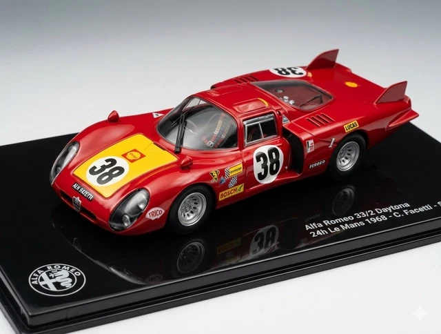 Miniature M4 / Fabbri 1/43 Alfa Romeo 33/2 Daytona Coda Lunga N°45 Le Mans 1968