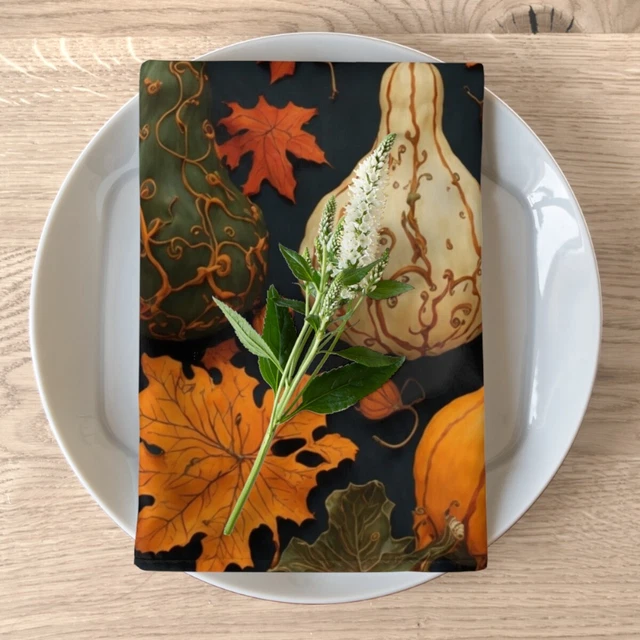 Autumn Gourds Table Napkins Soft Stylish 4-Piece Set Holiday Thanksgiving Design