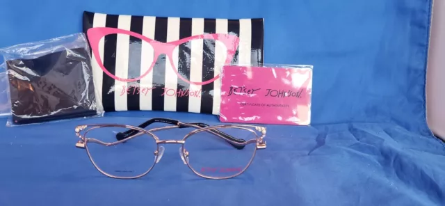 New Women's Betsey Johnson Eyeglass Frame All Nighter Rose Gold Metal  53-17-140