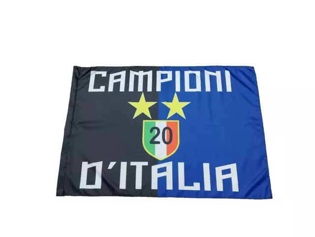 bandiera inter campione d'italia in poliestere 90 cm x145cm stampato,asta pvc