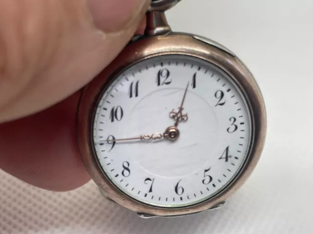 Seltene feine Vintage 800 Silber Damen Taschenuhr um 1910 für Sammler Uhrmacher