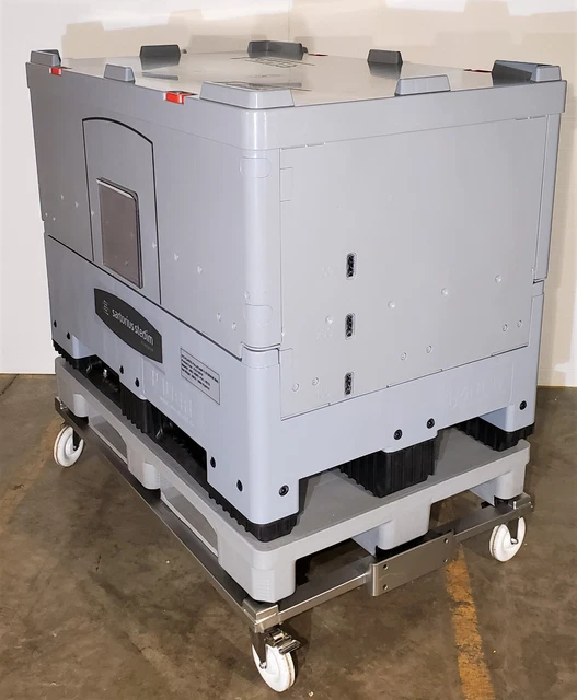 Auer Sartorius Stedim 500L Palletank FXC116216 w/ stainless steel rolling cart
