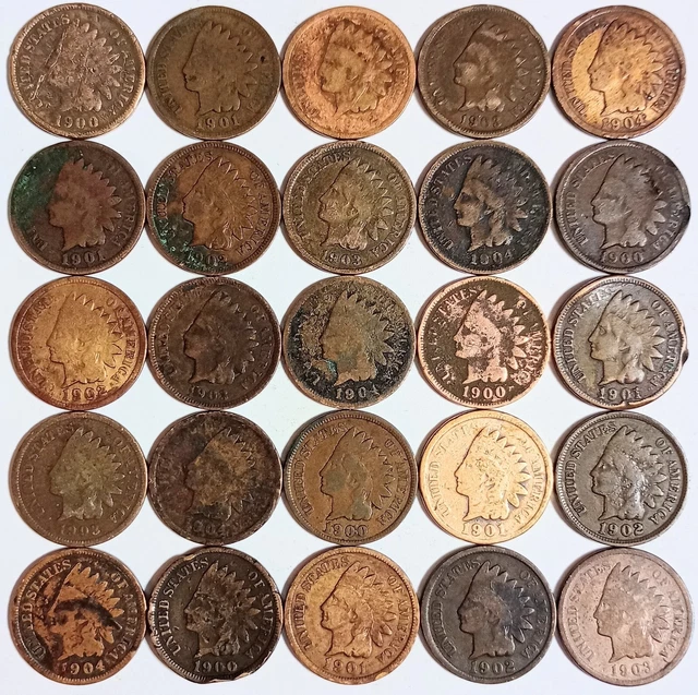 (25) Indian Head Cent/Penny-Lot Culls/25 Junk Coins $$$ FREE SHIPPING $$$  #23G