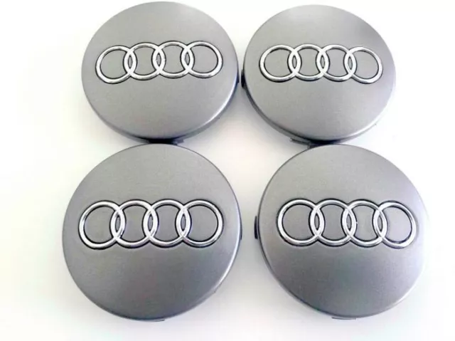 4 x Tapas llantas tapa bujes para Audi 68mm Plata.