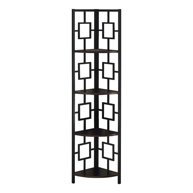 Bookshelf, Bookcase, Etagere, Corner, 4 Tier, 62"H, Office, Bedroom, Metal, Lami