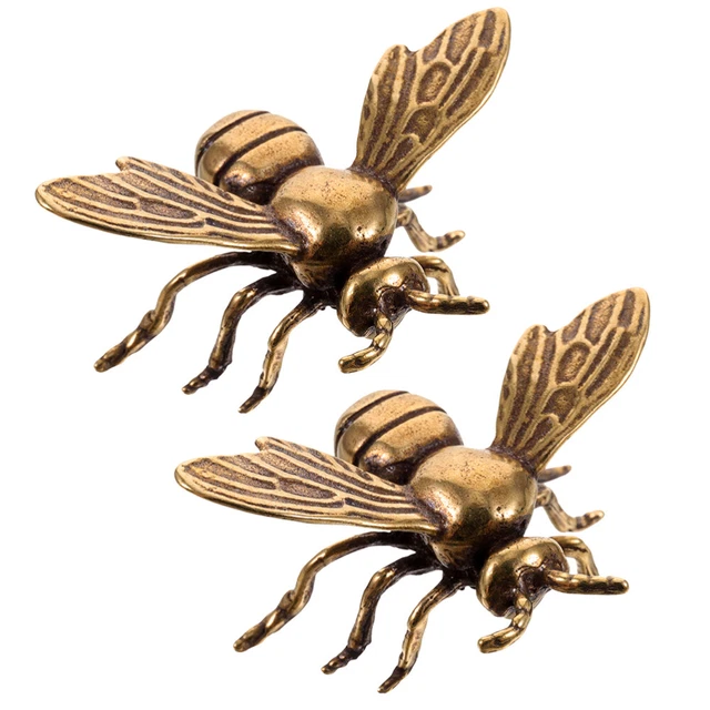 2 pz Statua Prosperità Metallo Scultura Animale Miniatura Ottone Ufficio
