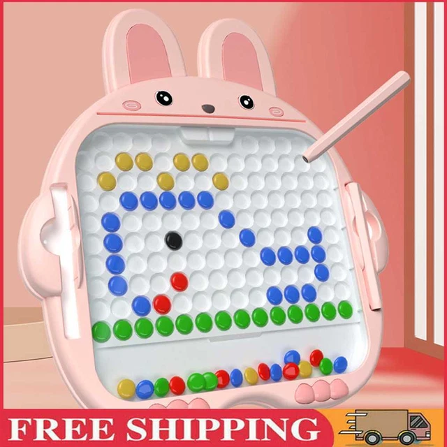 Tablero de dibujo portátil en forma de conejo para juguetes para niños (rosa grande)