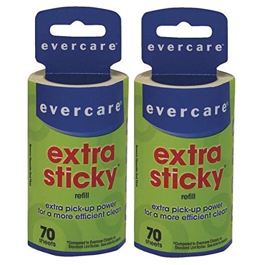 Evercare Lint Roller Refill 70 Sheets Extra Sticky Pet Hair Dandruff - 2 Pack