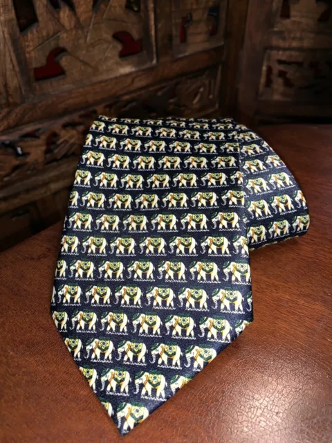 Silk Mens Tie Elephants by De Amanda Brand 100% Silk suit corporate gift quality