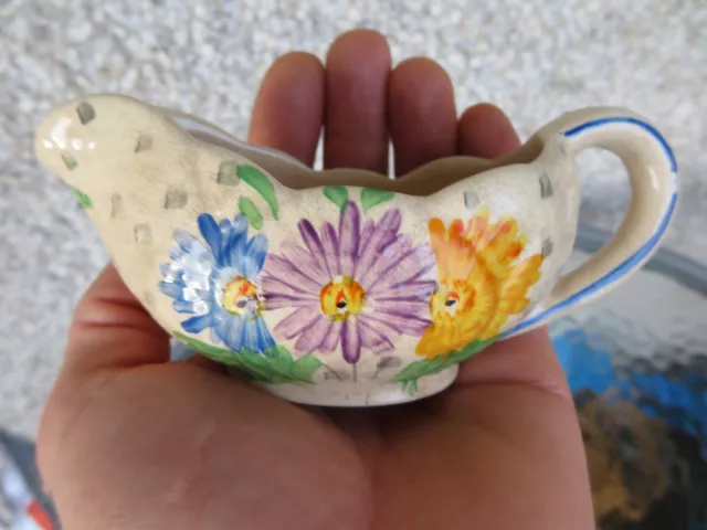 Vintage Hand Painted Sylvan Ware Small Floral Gravy Sauce Boat and Dish
