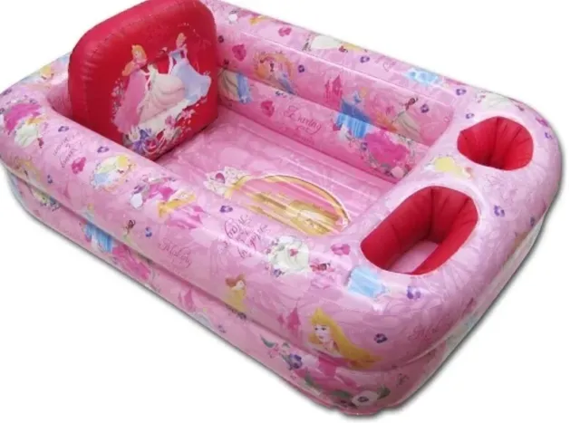New Disney Princess Pink Inflatable Safety Bathtub W/water Temp 12m-24m