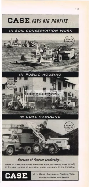 1959 CASE Construction Equipment Bulldozer Terraloader Forklift Vintage Print Ad
