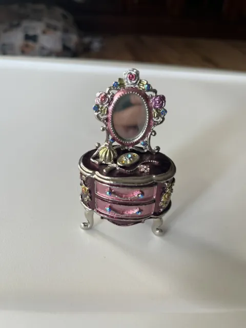 Nobility Pink Bejeweled Vanity Trinket Box Vhtf Great Condition
