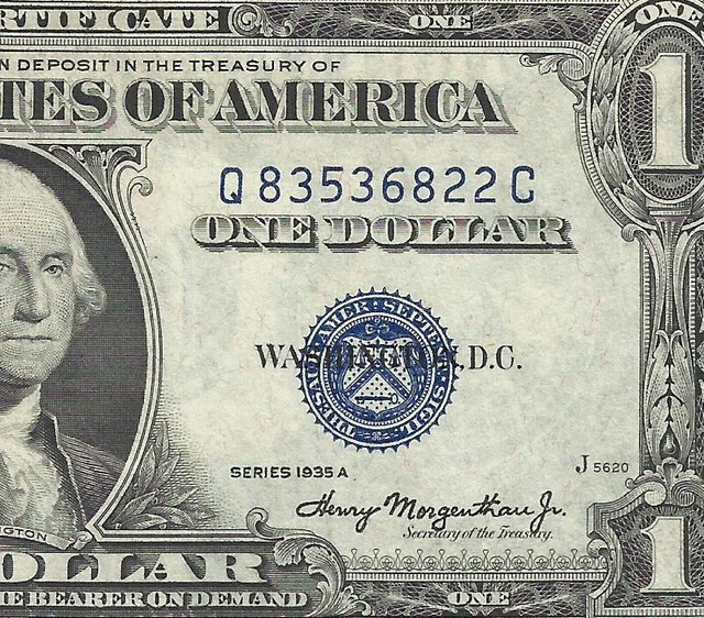 RARE 1935A $1 BLUE Seal SILVER Certificate! CRISP AU! Old US Paper Money!