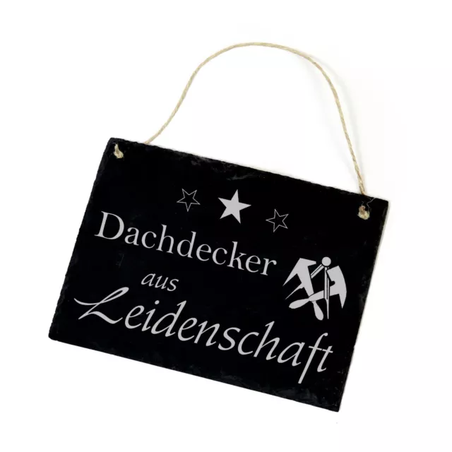 Schiefertafel Schild - Dachdecker aus Leidenschaft - Türschild Dekotafel 22x16cm