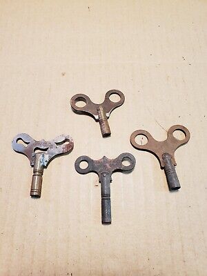 4 Antique BRASS & COPPER SKELETON KEYS - Vintage Door Lock Clock Toy Key Lot