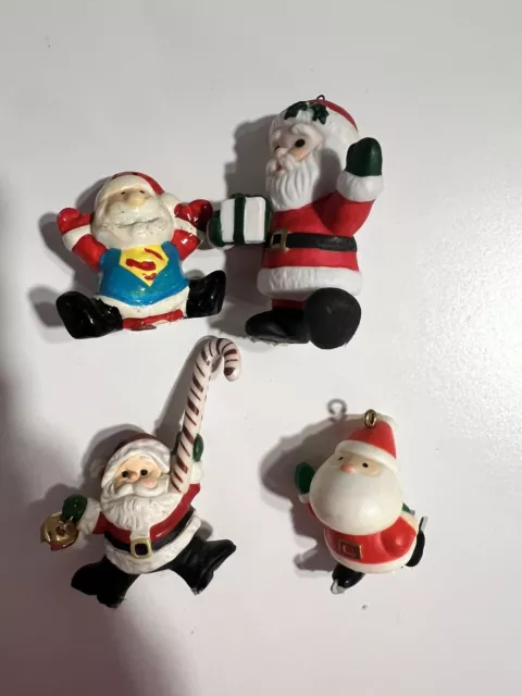 4 Vintage Santa Ornaments