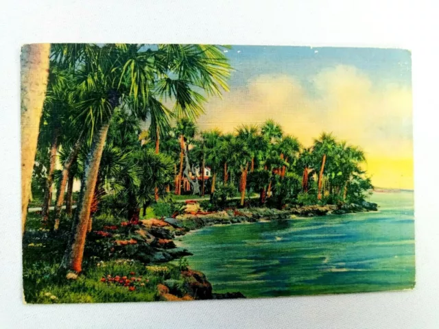 Vintage Postcard Break O'Day Florida Ocean and Island Scene