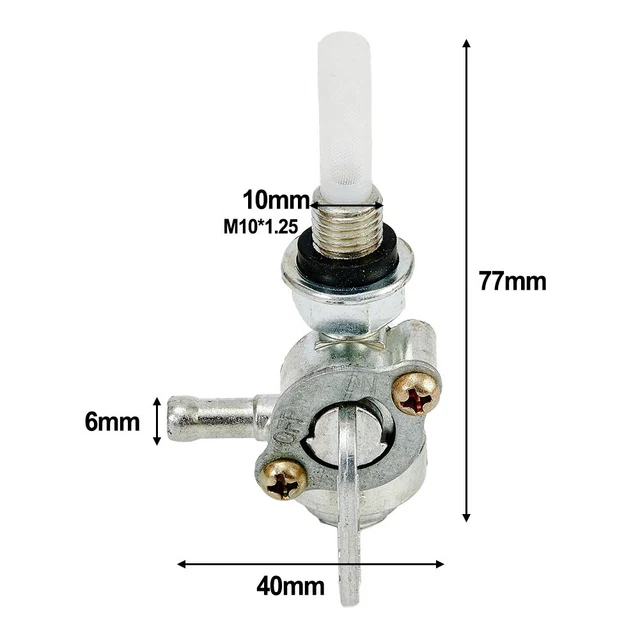 Rubinetto Carburante Universale Per Generatore E Motore – Interruttore ON/OFF A 90°, Filetto M10, Attacco Per Tubo 1/4"
