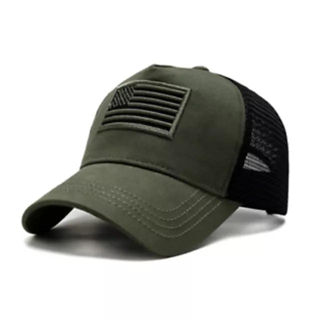 Army Green American Flag Hat - Tactical Snap Back Trucker Baseball Cap