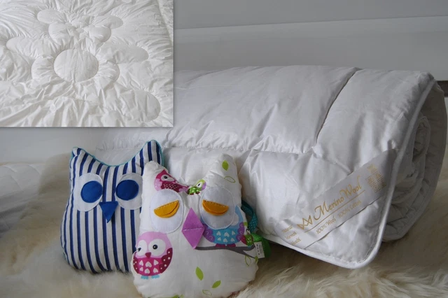 TEDDY BEAR MERINO WOOL BABY DUVET MEDIUM 8tog JUNIOR COT BED 120/150 cm + PILLOW