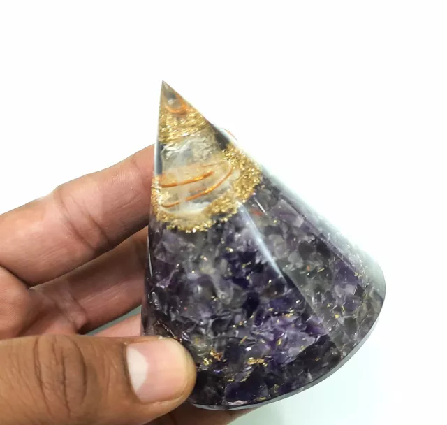 Amethyst Crown Chakra Cone Orgone Pyramid Big Organite Pyramid