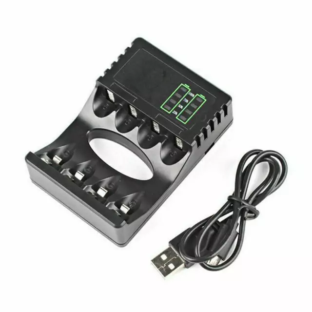 4 Slots Akku Ladegerät Charger für AA AAA NI-MH NI-CD Batterie mit USB Kabel XY