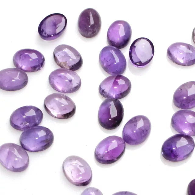 Großhandel Viele 8x6mm Oval Cabochonschliff M Grad Amethyst Lose Geeicht Juwelen