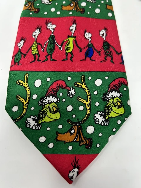 Vintage The Grinch That Stole Christmas Tie-Grinch-Max-Who’s-Snow-Red & Green
