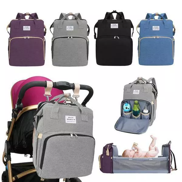 Multifunctional Baby Diaper Bag Mommy Backpack Portable Bassinet Crib Foldable