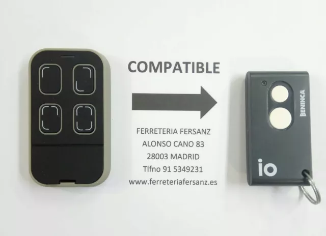 MANDO GARAJE COMPATIBLE Con Beninca Togo Multi Zar Ferreteria