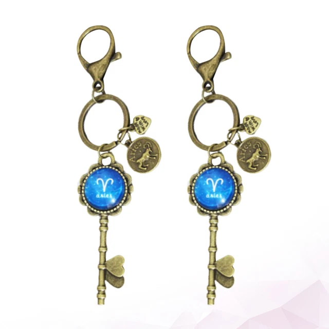 2 Pcs Hanging Keychains Pendant Keychain Keys Pendants Metal Button 10