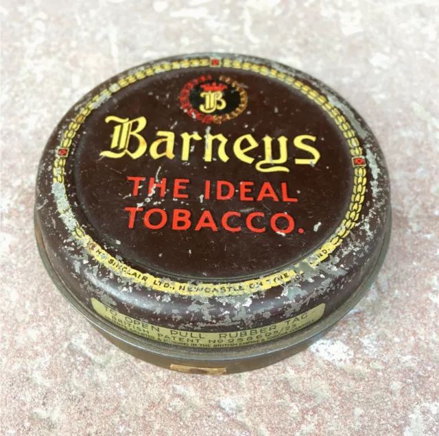 Vintage Barneys Ideal Tabaco Estaño Con Cenicero Detrás It's Tapa, Reino Unido