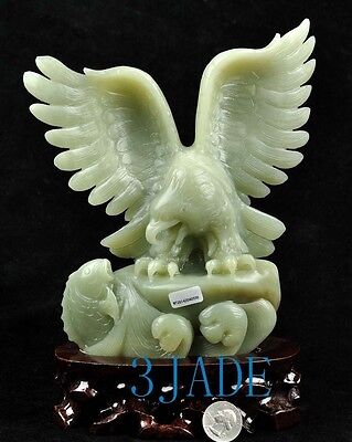 Natural Fine Nephrite Jade Eagle Sculpture / Statue Carving, w/ certificate