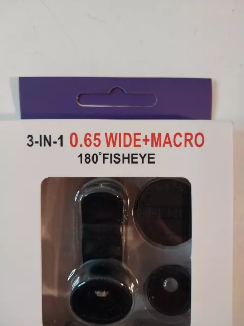 HD360X – 3 in 1 HD Smartphone Lens Kit 180 Fisheye Macro 10x Wide Angle 0.65 3