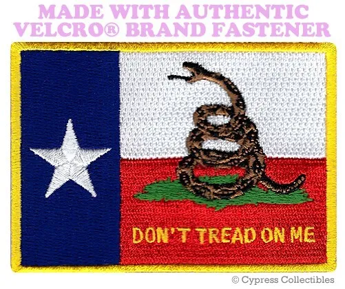 TEXAS GADSDEN STATE FLAG TACTICAL MORALE PATCH w/ VELCRO® Brand Fastener