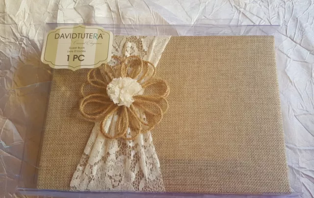 David Tutera Burlap and Lace Guest Book