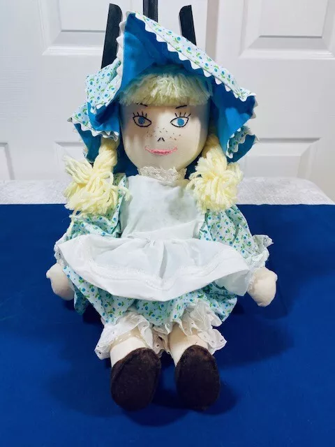 Vintage 16" Prairie Girl Doll Handmade Blue Eyed Blonde w/Handmade Outfit PLUSH