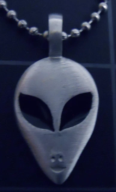 Necklace ALIEN HEAD GREY Pendant Stainless Ball Chain Zeta Reticulans Area 51