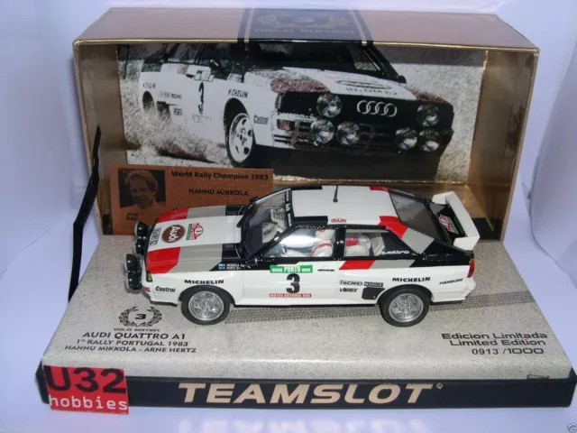 Team Slot 90030 Audi Quattro A1 #3 1º Rally Portugal 1983 Mikkola Hertz Gold Ed.