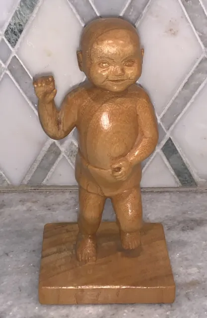 Vintage ‘73 Dancing Baby Carved Wood Creepy Wooden 5 7/8”T 3”W Ally McBeal Weird